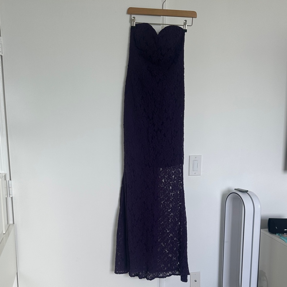 Elegant Purple Lace Strapless Dress